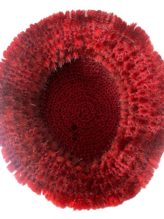 Wine Red Knitted MINK Hat w/Brim & Rosette, Sz M/L, Certified Vintage Fur main image 10
